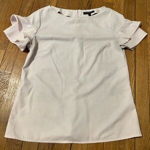 Banana Republic Light Pink Short Sleeve Ruffle Detail Blouse